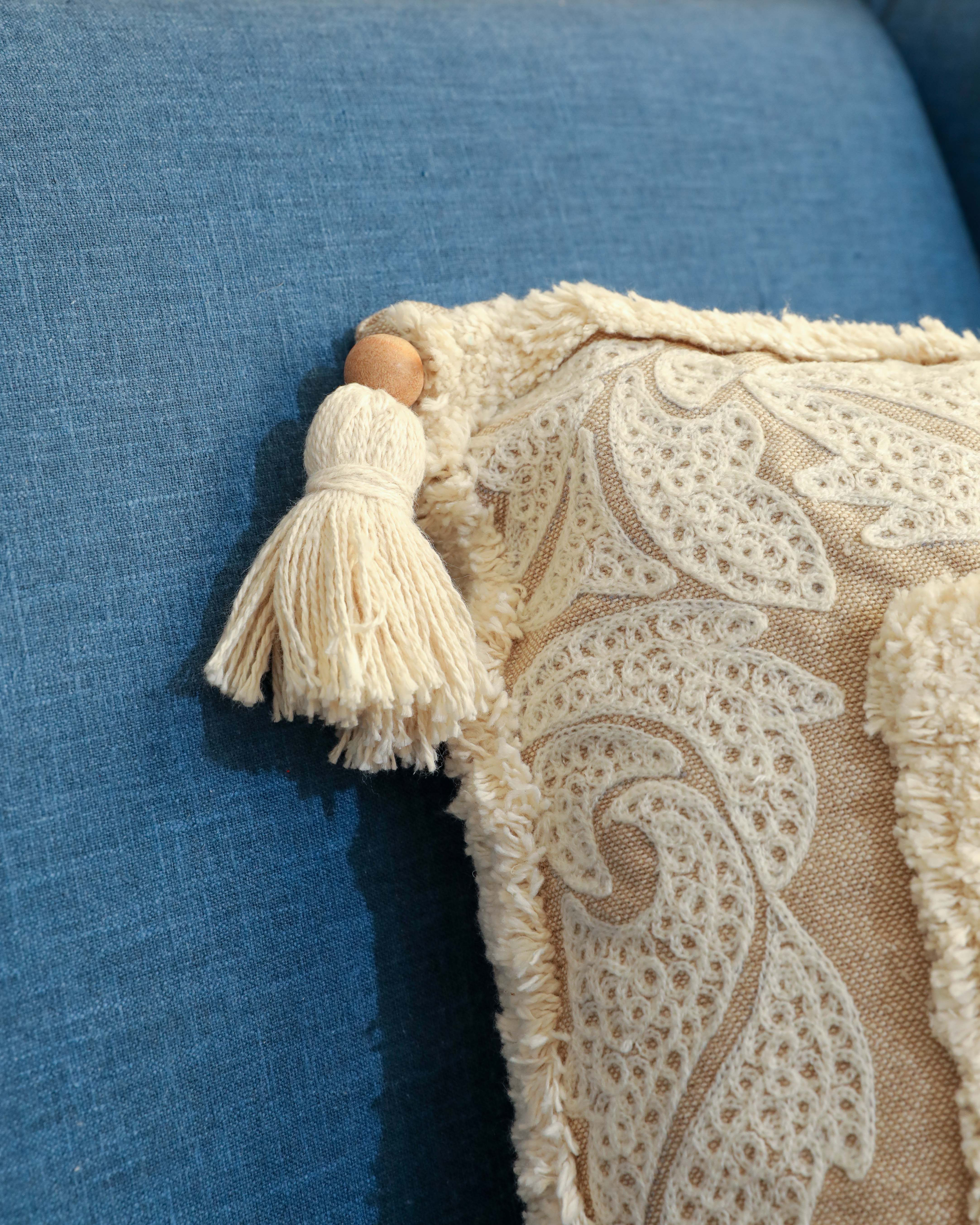 Heritage & Harmony: An Embroidered Linen Cushion