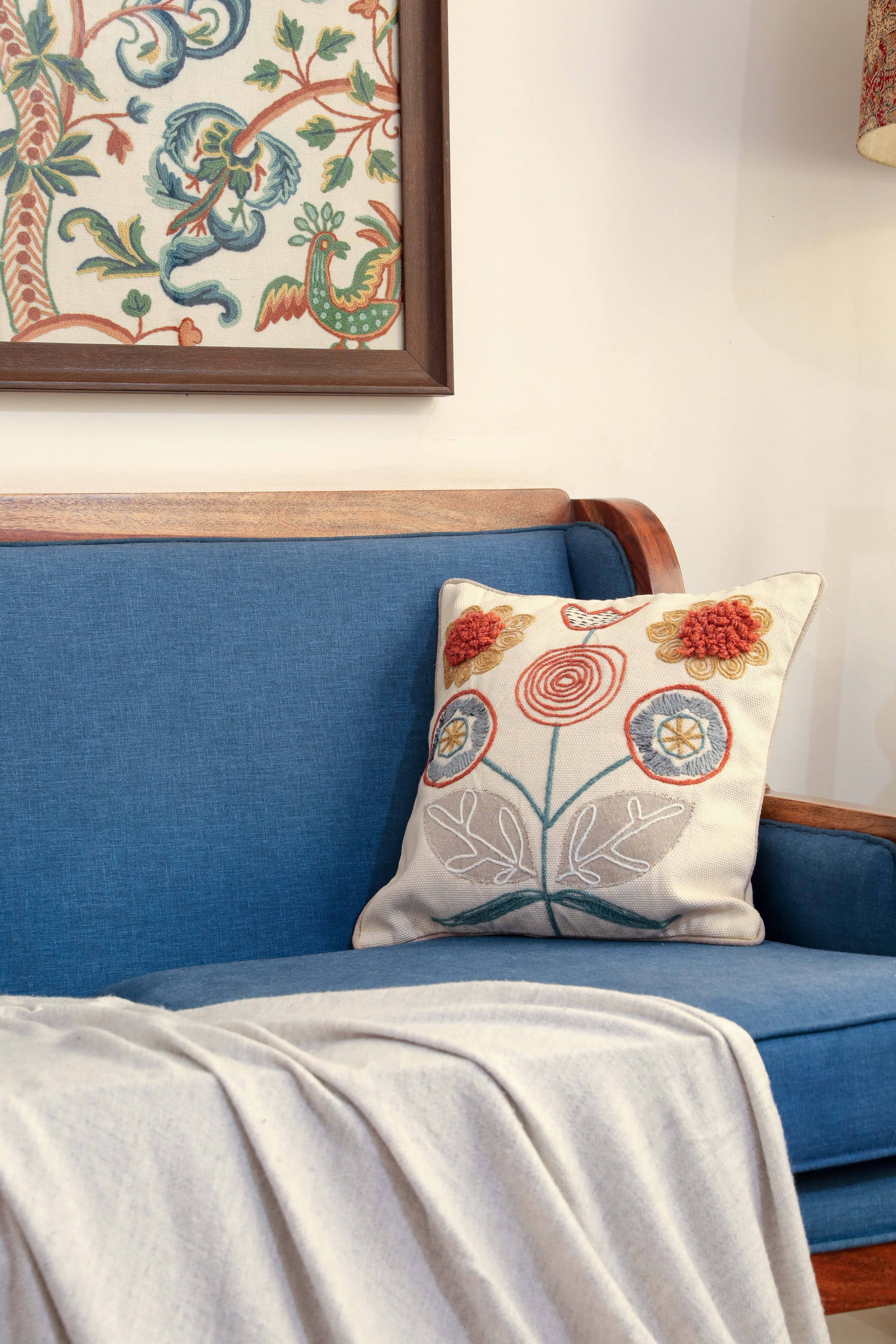 Crewel Design Bespoke Floral Cushion