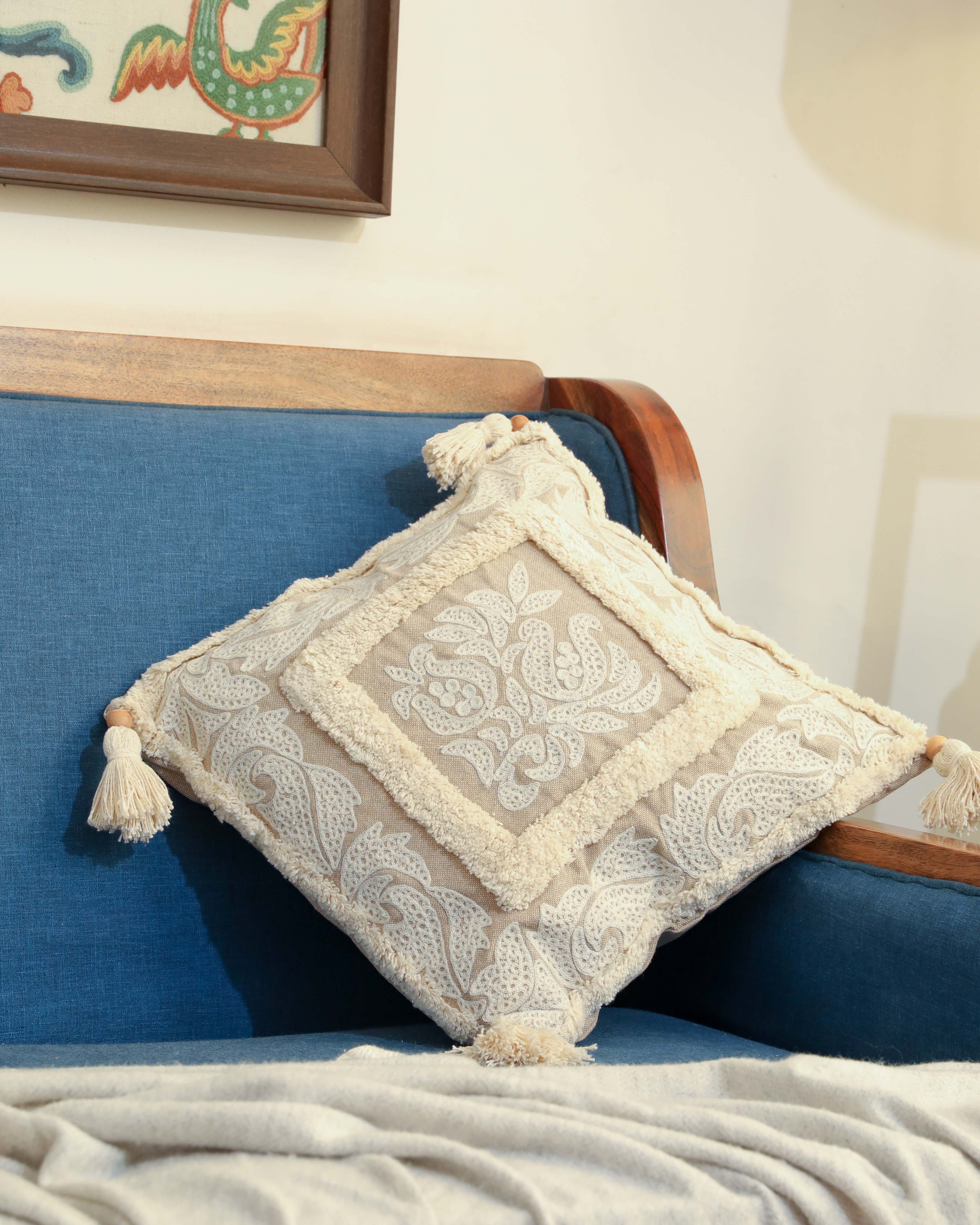 Heritage & Harmony: An Embroidered Linen Cushion